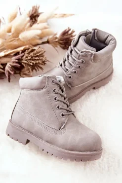 New Boto Dziecięce Trapery Botki z Suwakiem Szare Dexter