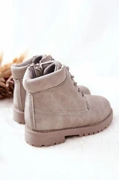 New Boto Dziecięce Trapery Botki z Suwakiem Szare Dexter