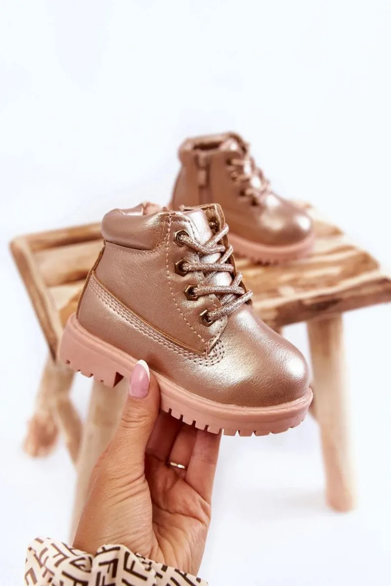 New Boto Dziecięce Trapery Botki Złoty Róż Dexter