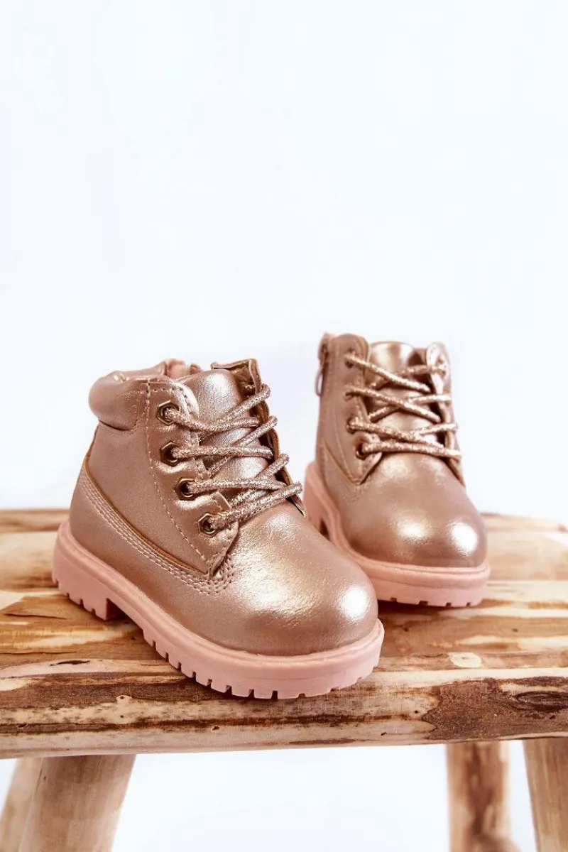 New Boto Dziecięce Trapery Botki Złoty Róż Dexter