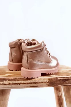 New Boto Dziecięce Trapery Botki Złoty Róż Dexter