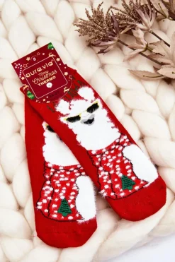 Hot Dziecięce Świąteczne Bawełniane Skarpety Termoaktywne Alpaka Czerwone Skarpetki|Skarpetki