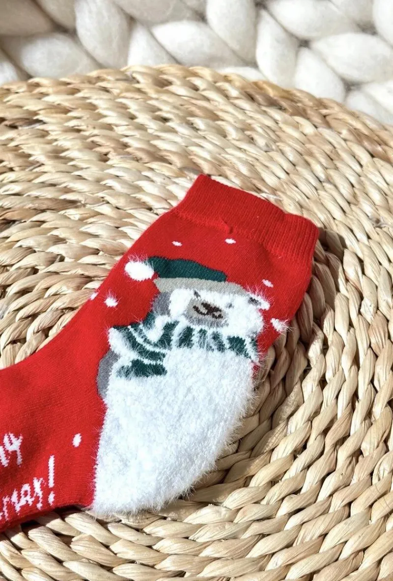 Skarpetki|Skarpetki>Aura.via Dziecięce Świąteczne Bawełniane Skarpety Czerwone