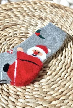 Skarpetki|Skarpetki>Aura.via Dziecięce Świąteczne Bawełniane Skarpety Z Mikołajem Szare