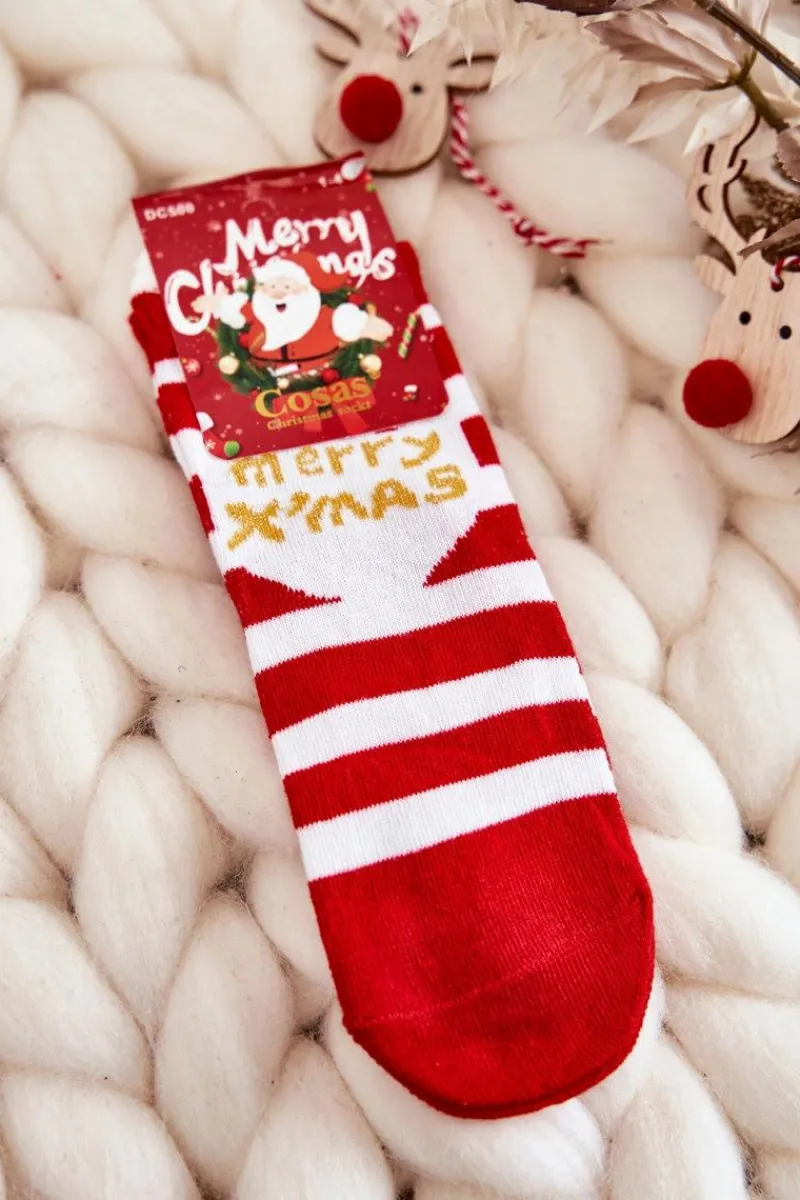 Skarpetki|Skarpetki>COSAS Dziecięce Świąteczne Skarpety W Paski Biało-Czerwone