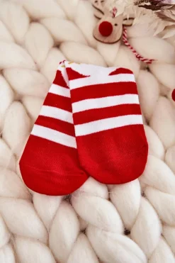 Skarpetki|Skarpetki>COSAS Dziecięce Świąteczne Skarpety W Paski Biało-Czerwone