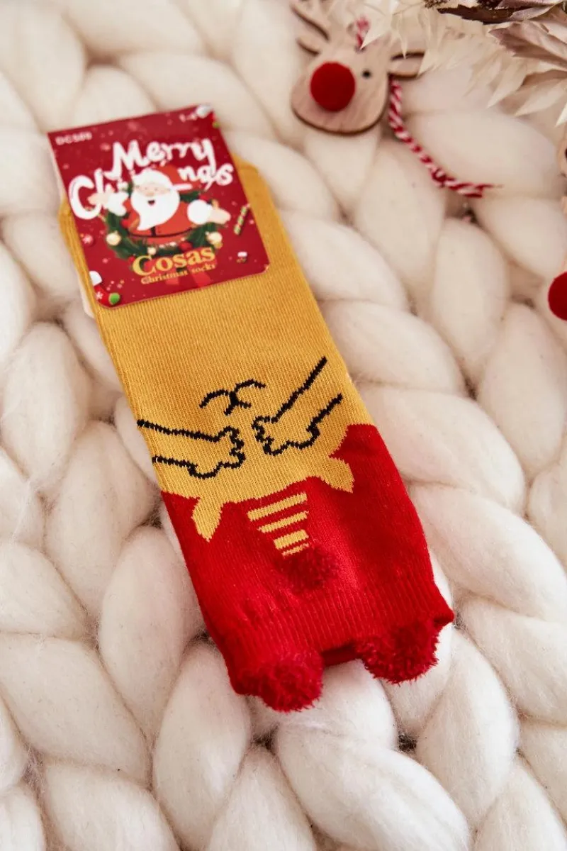 Skarpetki|Skarpetki>COSAS Dziecięce Świąteczne Skarpety Misiu Czerwono-Żółte