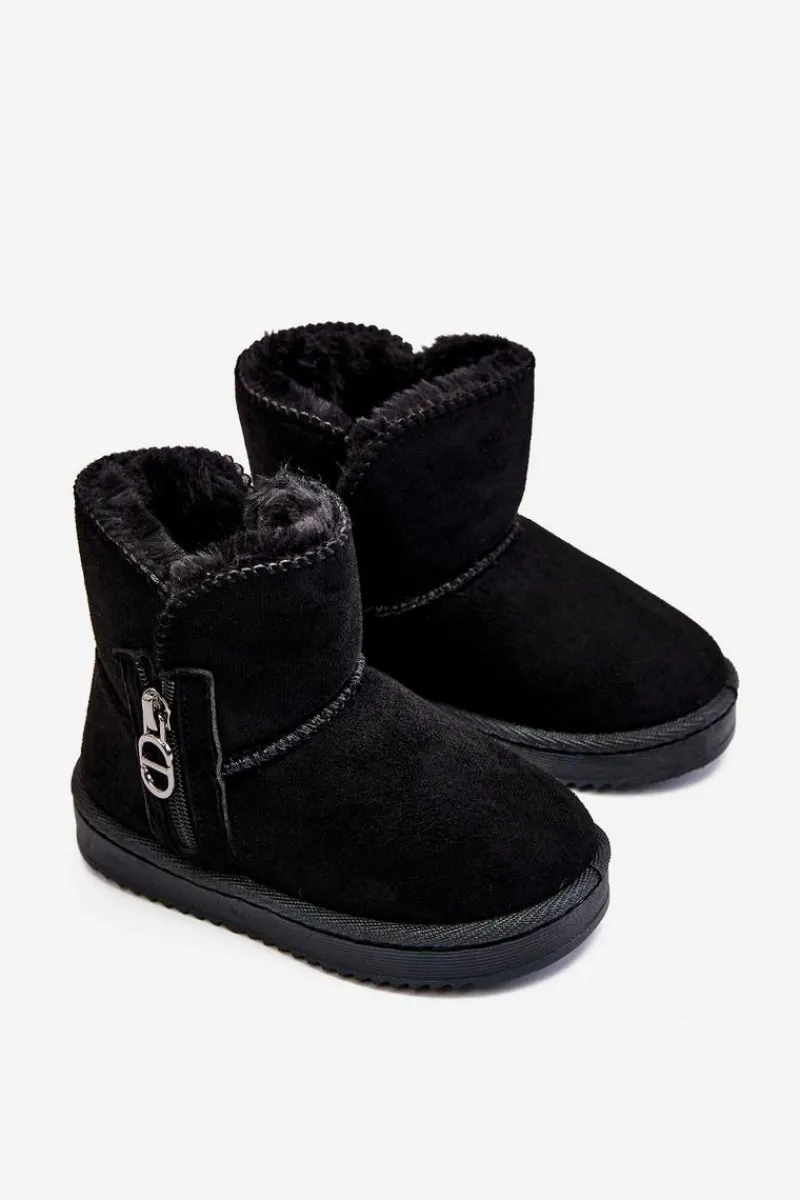Chłopięce|Dziewczęce>Boto Dziecięce Wsuwane Ocieplane Botki Śniegowce Czarne Catellie