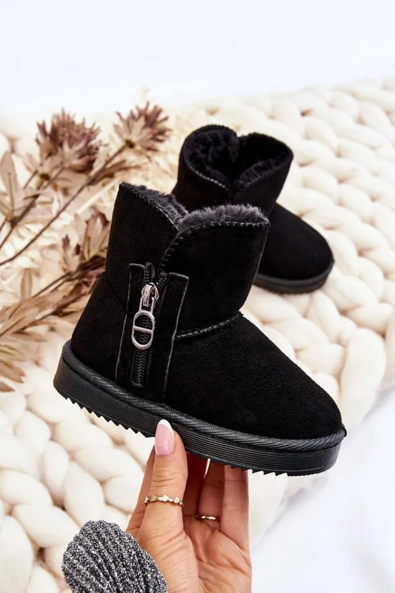 Chłopięce|Dziewczęce>Boto Dziecięce Wsuwane Ocieplane Botki Śniegowce Czarne Catellie