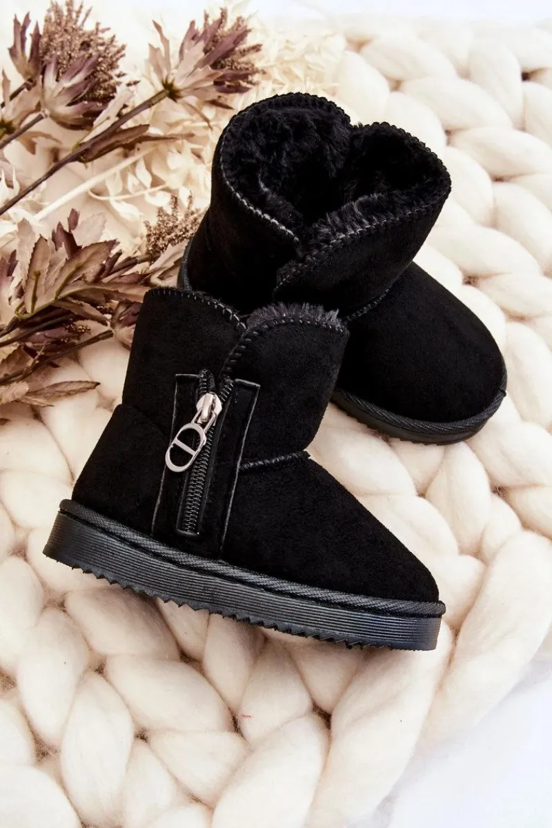 Chłopięce|Dziewczęce>Boto Dziecięce Wsuwane Ocieplane Botki Śniegowce Czarne Catellie