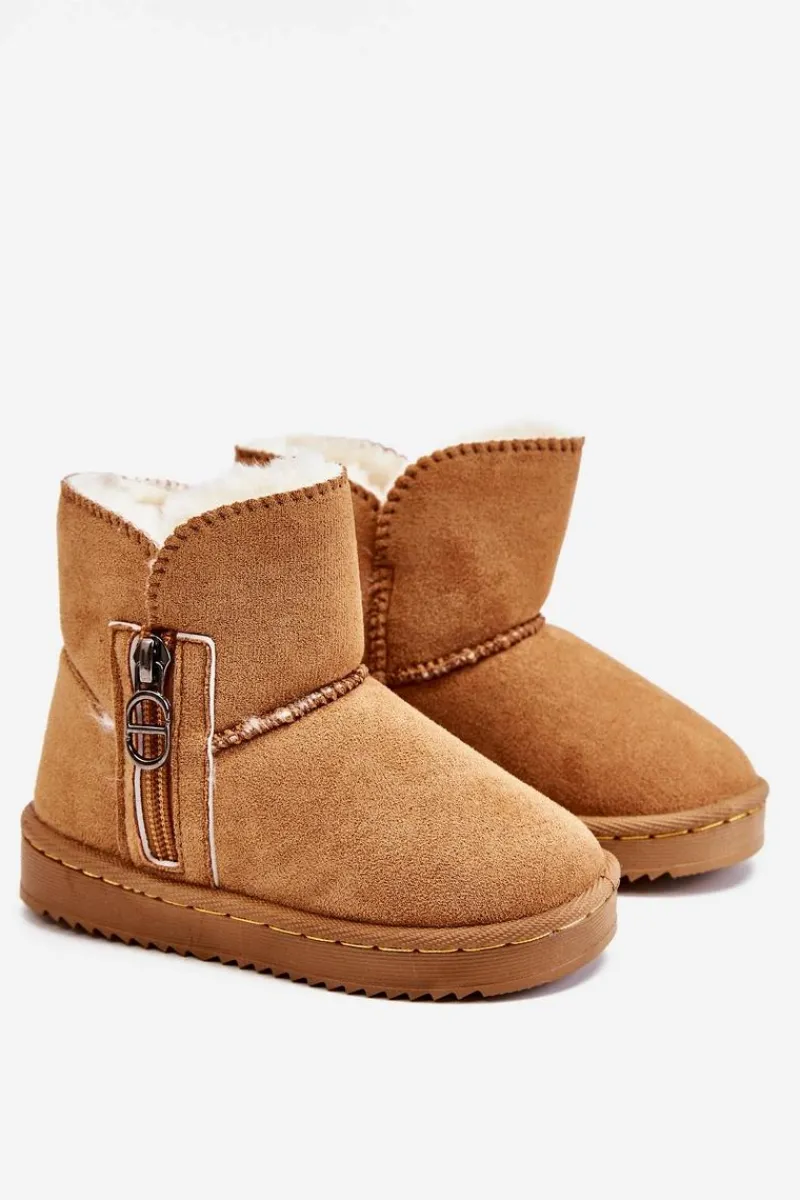 Dziecięce Wsuwane Ocieplane Botki Śniegowce Camel Catellie Dzieci Chłopięce|Dziewczęce