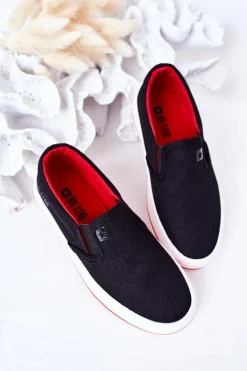 Sale Dziecięce Wsuwane Tenisówki Slip-On Big Star HH374013 Czarne Dzieci Chłopięce|Chłopięce