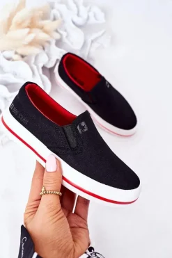 Sale Dziecięce Wsuwane Tenisówki Slip-On Big Star HH374013 Czarne Dzieci Chłopięce|Chłopięce