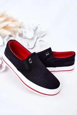 Sale Dziecięce Wsuwane Tenisówki Slip-On Big Star HH374013 Czarne Dzieci Chłopięce|Chłopięce