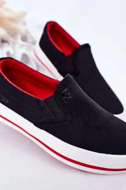 Sale Dziecięce Wsuwane Tenisówki Slip-On Big Star HH374013 Czarne Dzieci Chłopięce|Chłopięce