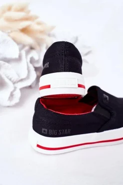 Sale Dziecięce Wsuwane Tenisówki Slip-On Big Star HH374013 Czarne Dzieci Chłopięce|Chłopięce