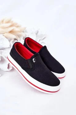 Sale Dziecięce Wsuwane Tenisówki Slip-On Big Star HH374013 Czarne Dzieci Chłopięce|Chłopięce