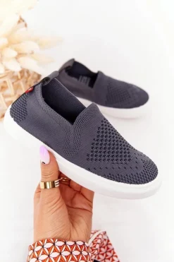 Hot Dziecięce Wsuwane Tenisówki Slip-On Big Star HH374104 Szare Dzieci Chłopięce|Dziewczęce