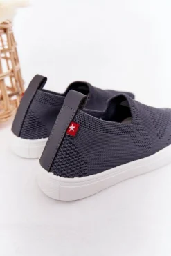 Hot Dziecięce Wsuwane Tenisówki Slip-On Big Star HH374104 Szare Dzieci Chłopięce|Dziewczęce