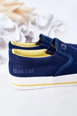 Chłopięce|Chłopięce>Big Star Shoes Dziecięce Wsuwane Tenisówki Slip-On Big Star HH374011 Granatowe