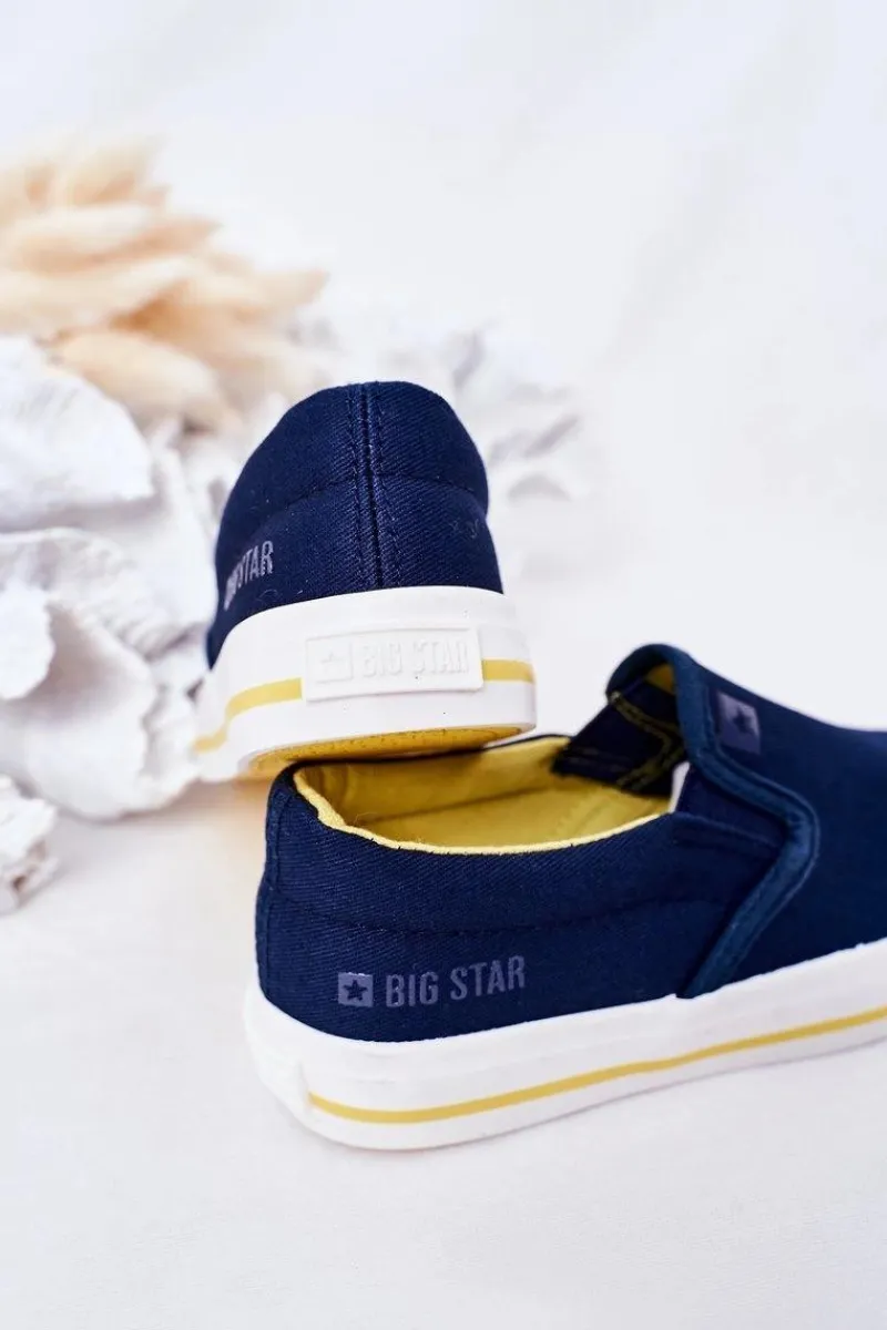 Chłopięce|Chłopięce>Big Star Shoes Dziecięce Wsuwane Tenisówki Slip-On Big Star HH374011 Granatowe