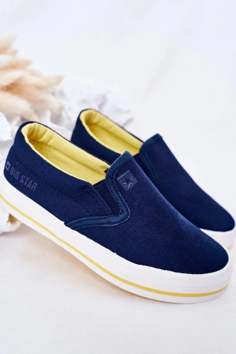 Chłopięce|Chłopięce>Big Star Shoes Dziecięce Wsuwane Tenisówki Slip-On Big Star HH374011 Granatowe