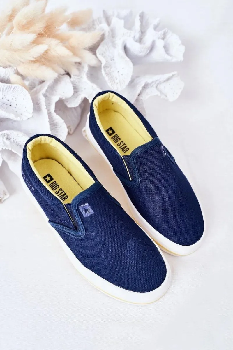 Chłopięce|Chłopięce>Big Star Shoes Dziecięce Wsuwane Tenisówki Slip-On Big Star HH374011 Granatowe