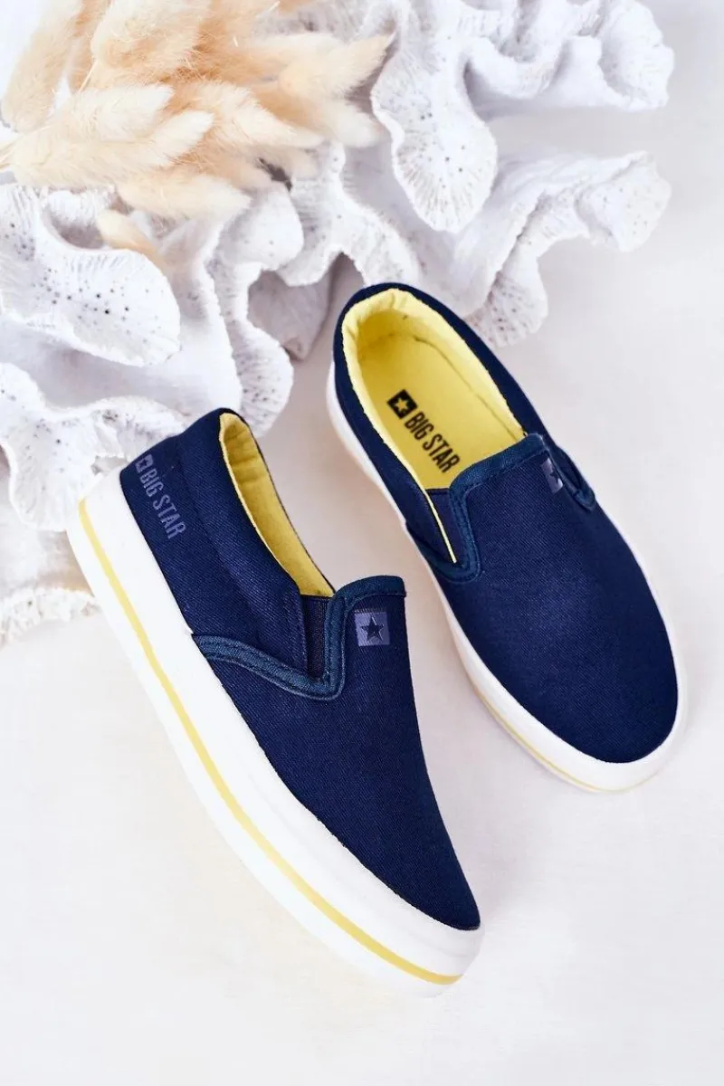Chłopięce|Chłopięce>Big Star Shoes Dziecięce Wsuwane Tenisówki Slip-On Big Star HH374011 Granatowe