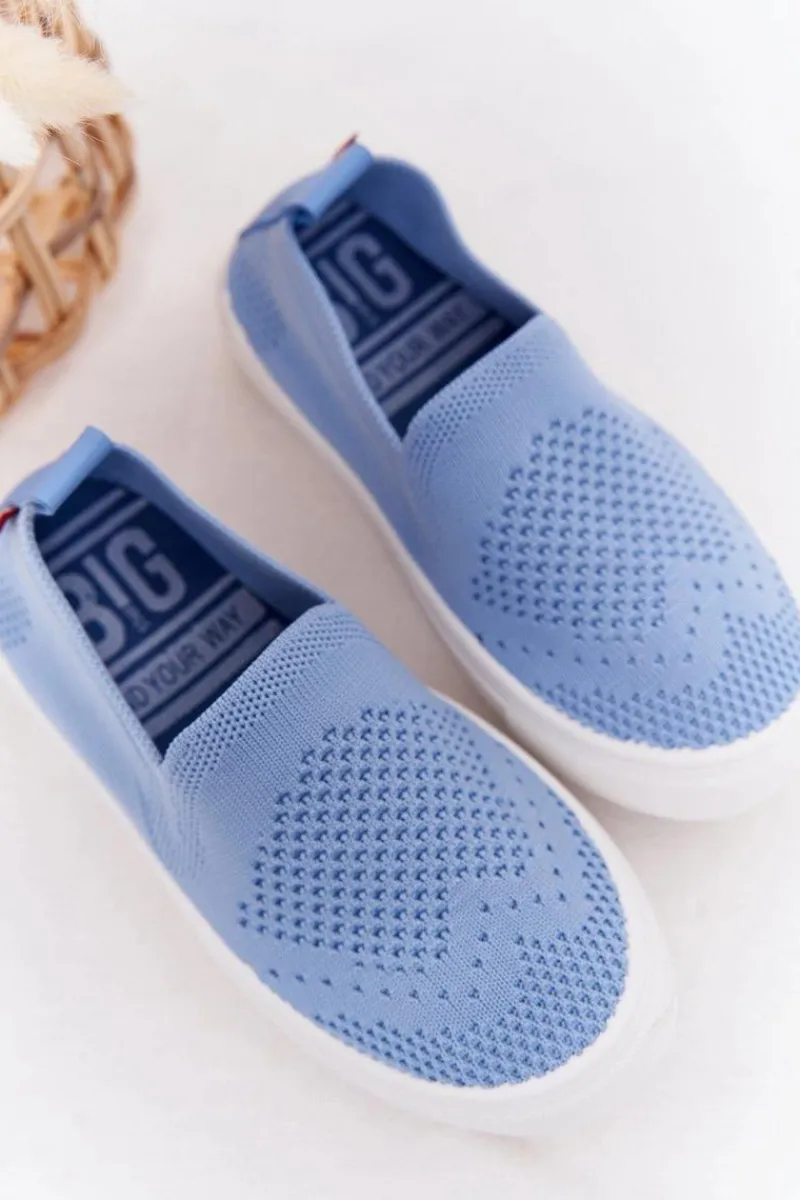 Discount Dziecięce Wsuwane Tenisówki Slip-On Big Star HH374108 Niebieskie Dzieci Chłopięce|Dziewczęce