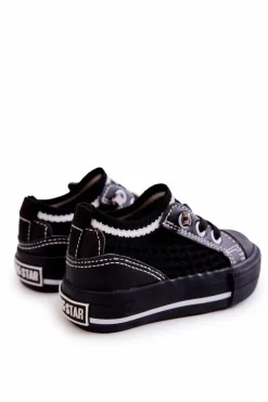 Outlet Dziecięce Wsuwane Trampki Big Star JJ374396 Czarne Dzieci Chłopięce|Dziewczęce