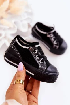 Outlet Dziecięce Wsuwane Trampki Big Star JJ374396 Czarne Dzieci Chłopięce|Dziewczęce