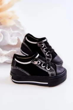 Outlet Dziecięce Wsuwane Trampki Big Star JJ374396 Czarne Dzieci Chłopięce|Dziewczęce