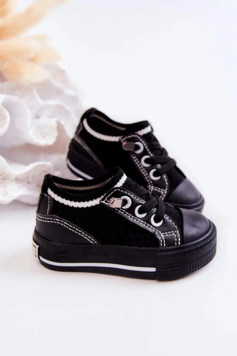 Outlet Dziecięce Wsuwane Trampki Big Star JJ374396 Czarne Dzieci Chłopięce|Dziewczęce