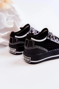 Outlet Dziecięce Wsuwane Trampki Big Star JJ374396 Czarne Dzieci Chłopięce|Dziewczęce