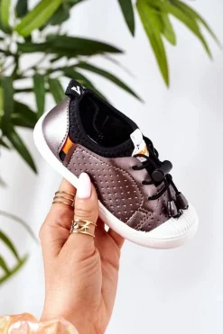 Best Dziecięce Wsuwane Trampki Srebrne Playground Dzieci Chłopięce|Dziewczęce