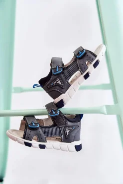 Discount Evento Dziecięce Wygodne Sandałki Ciemnoszare Samell