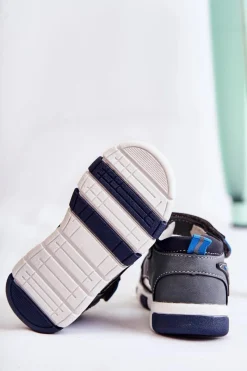 Discount Evento Dziecięce Wygodne Sandałki Ciemnoszare Samell