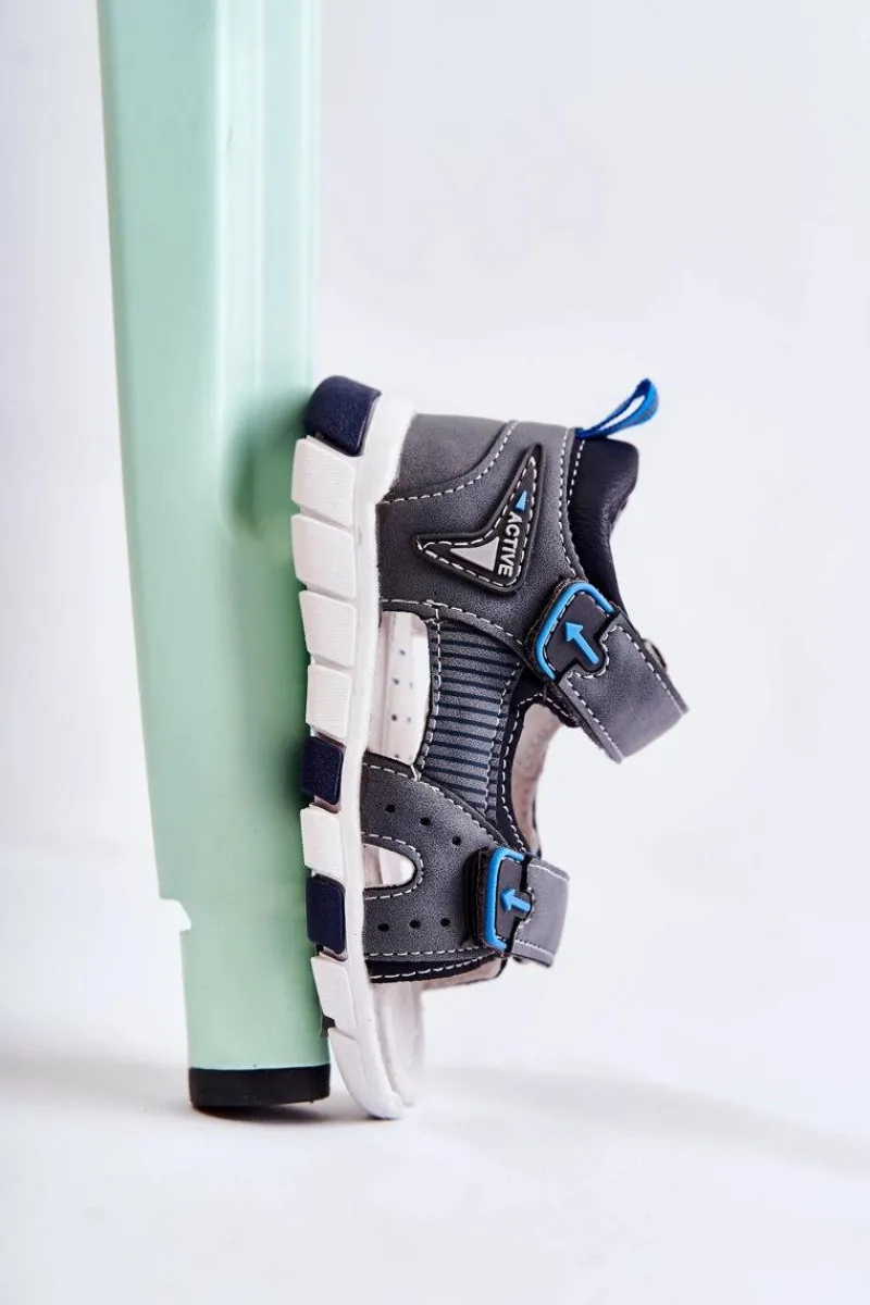 Discount Evento Dziecięce Wygodne Sandałki Ciemnoszare Samell