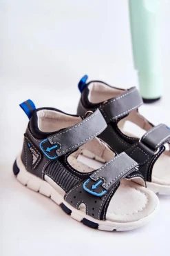 Discount Evento Dziecięce Wygodne Sandałki Ciemnoszare Samell