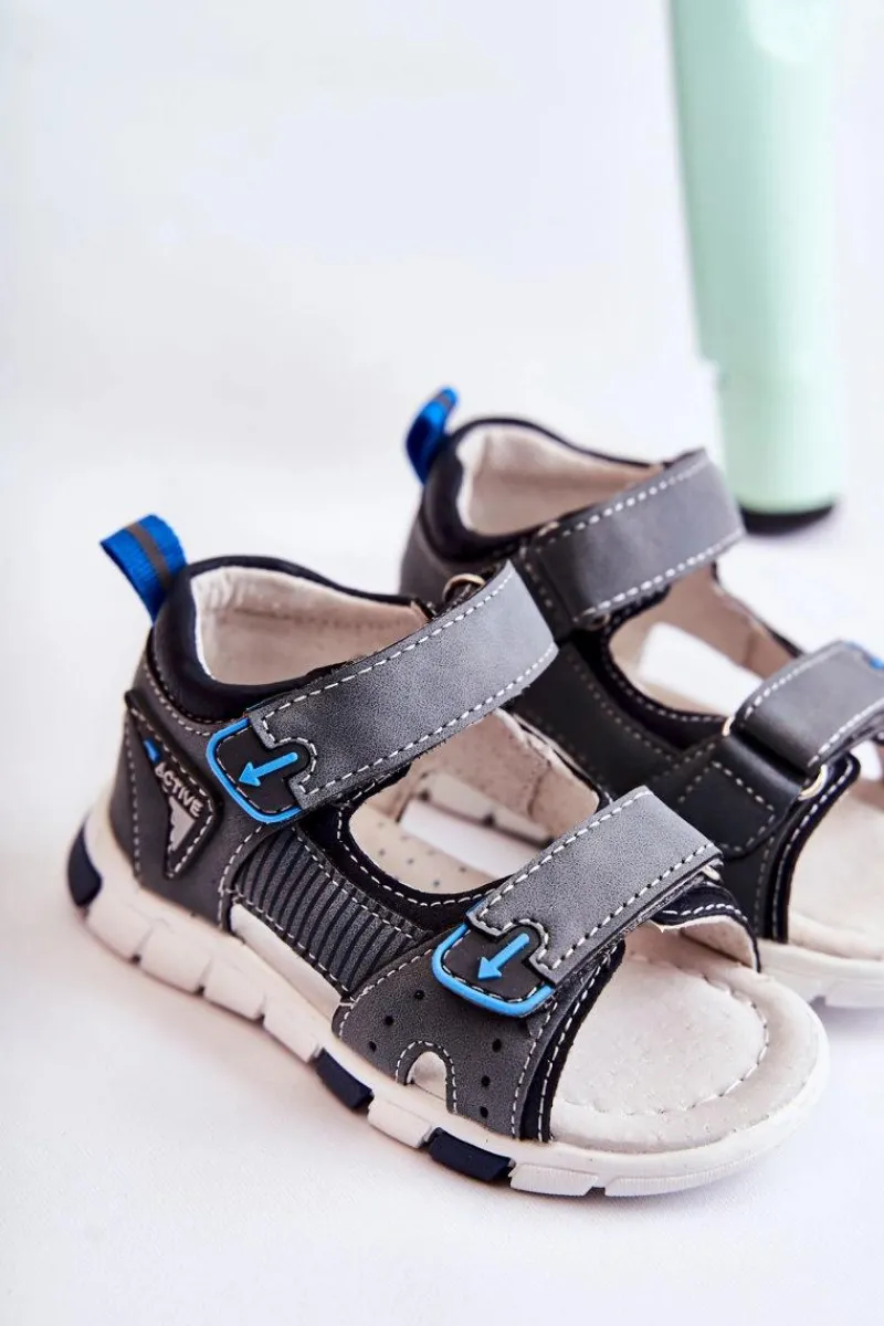 Discount Evento Dziecięce Wygodne Sandałki Ciemnoszare Samell