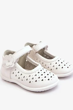 Discount Dziecięce Wysokie Ażurowe Balerinki Na Rzepy Białe Jianna Dzieci Balerinki Dziecięce