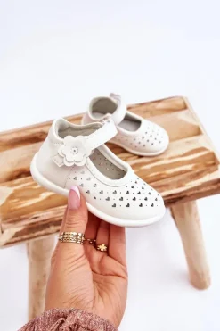 Discount Dziecięce Wysokie Ażurowe Balerinki Na Rzepy Białe Jianna Dzieci Balerinki Dziecięce