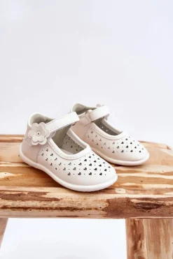 Discount Dziecięce Wysokie Ażurowe Balerinki Na Rzepy Białe Jianna Dzieci Balerinki Dziecięce