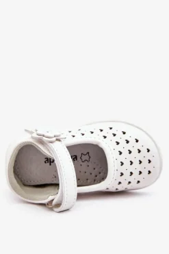 Discount Dziecięce Wysokie Ażurowe Balerinki Na Rzepy Białe Jianna Dzieci Balerinki Dziecięce