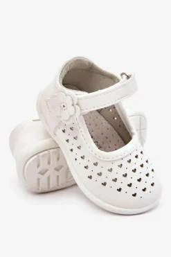 Discount Dziecięce Wysokie Ażurowe Balerinki Na Rzepy Białe Jianna Dzieci Balerinki Dziecięce