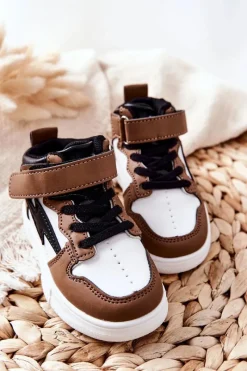 Clearance Boto Dziecięce Wysokie Buty Sportowe Biało-Brązowe Bartnie