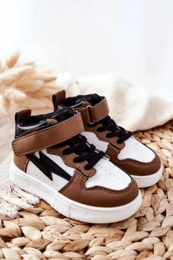 Clearance Boto Dziecięce Wysokie Buty Sportowe Biało-Brązowe Bartnie
