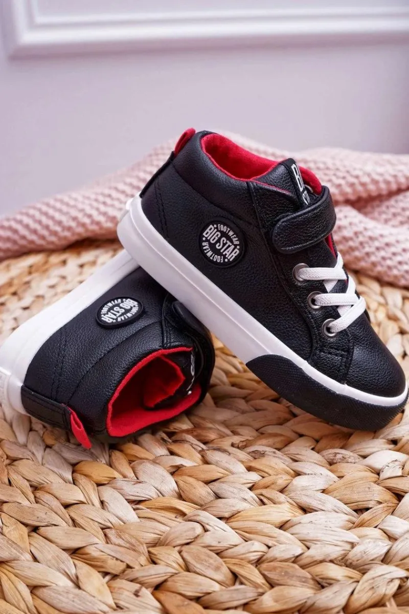 Chłopięce>Big Star Shoes Dziecięce Wysokie Tenisówki Big Star EE374001 Czarne