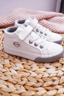 Online Big Star Shoes Dziecięce Wysokie Tenisówki Big Star EE374002 Białe