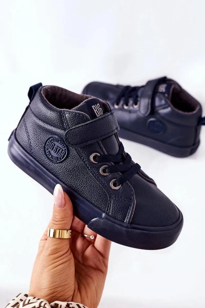Dziecięce Wysokie Tenisówki Big Star EE374003 Granatowe Dzieci Chłopięce